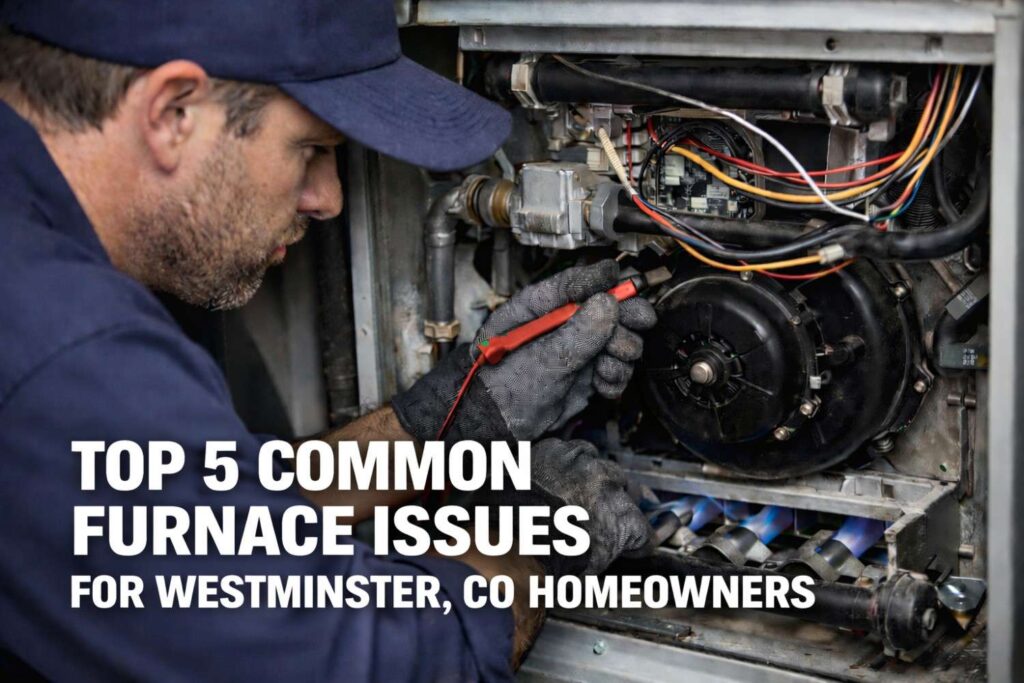 Westminster, CO HVAC technician repairing a broken furnace.